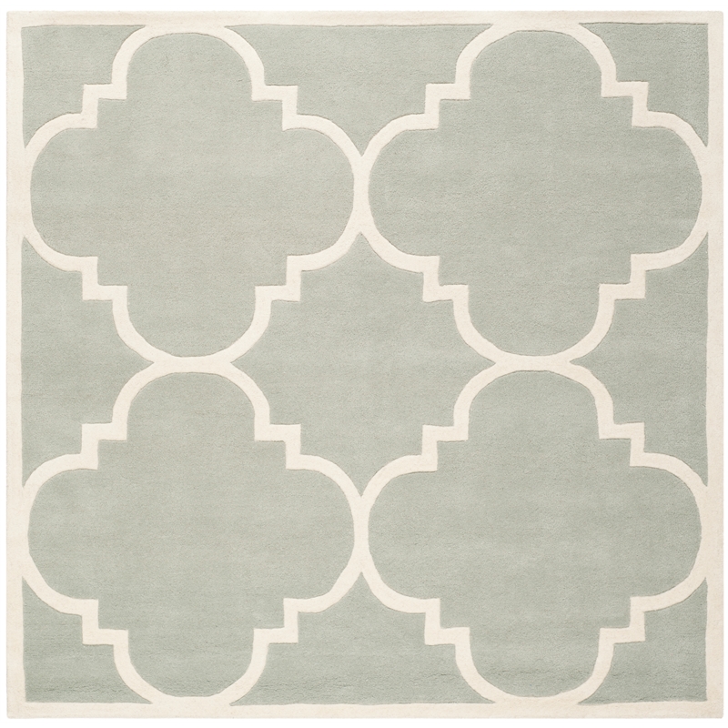 Safavieh Chatham 5' X 5' Square Wool Hand Tufted Rug in Gray / Ivory