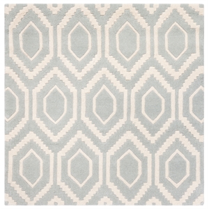 Safavieh Chatham 4' X 4'  Square Wool Hand Tufted Rug in Gray / Ivory