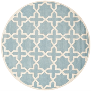 Safavieh Chatham 5' X 5' Round Wool Hand Tufted Rug in Blue / Ivory