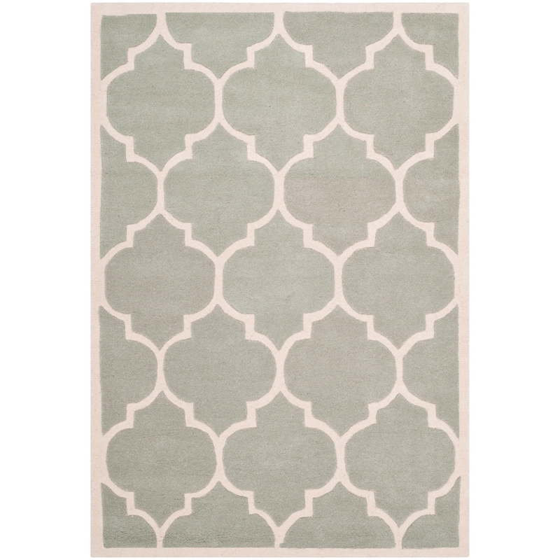 Safavieh Chatham 4' X 6' Wool Hand Tufted Rug in Gray / Ivory
