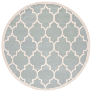 Safavieh Chatham 4' X 4'  Round Wool Hand Tufted Rug in Gray / Ivory