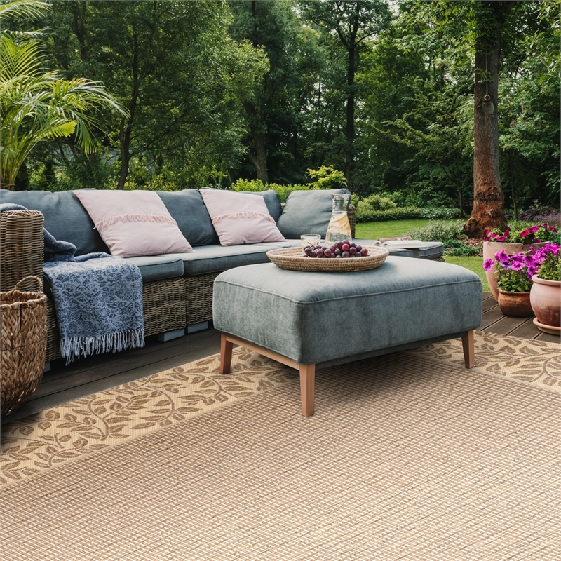 Safavieh Courtyard Brown Indoor Outdoor Rug - 9' x 12'