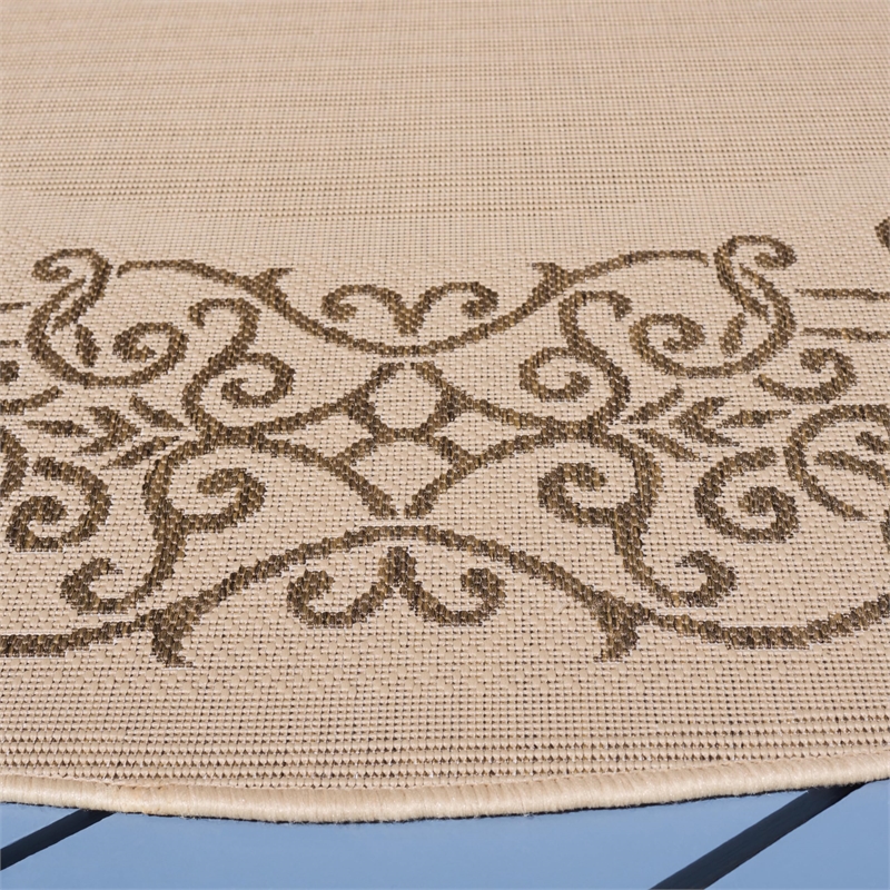 Safavieh Courtyard Natural Indoor Outdoor Rug - Round 7'10