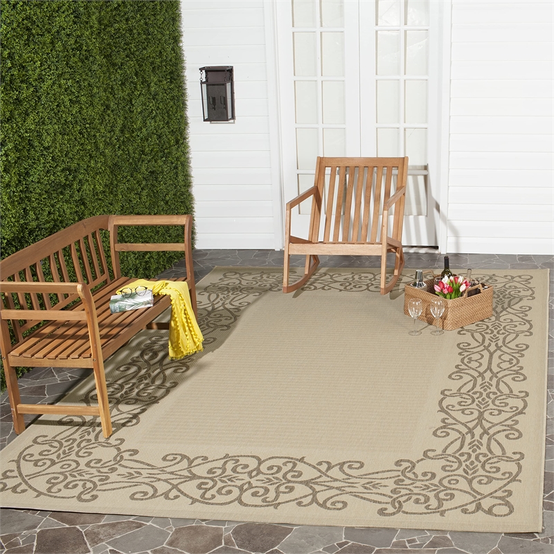 Safavieh Courtyard Natural Indoor Outdoor Rug - Square 7'10