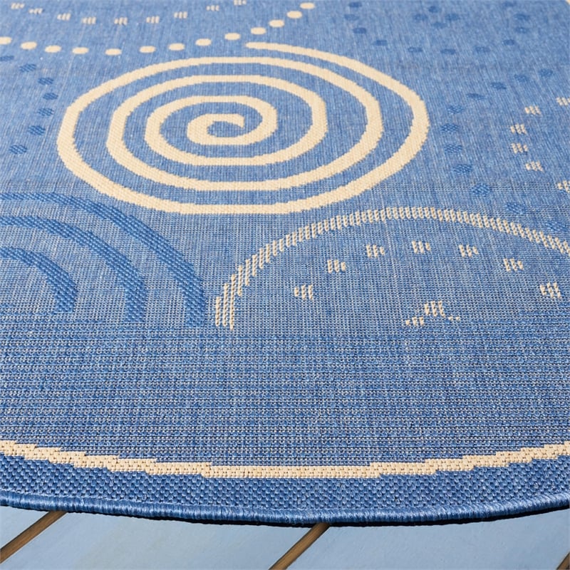 Safavieh Courtyard Blue Indoor Outdoor Rug - Round 7'10