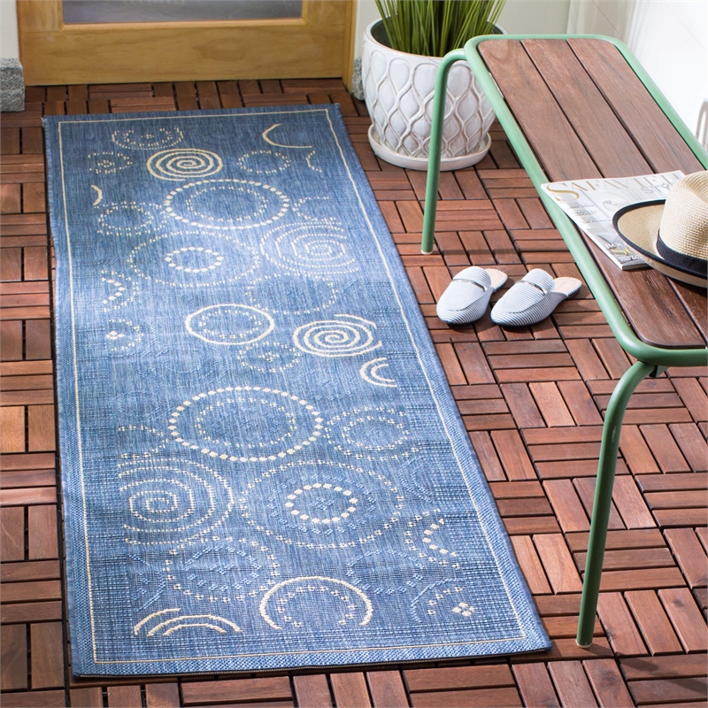 Safavieh Courtyard Blue Indoor Outdoor Rug - Runner 2'4