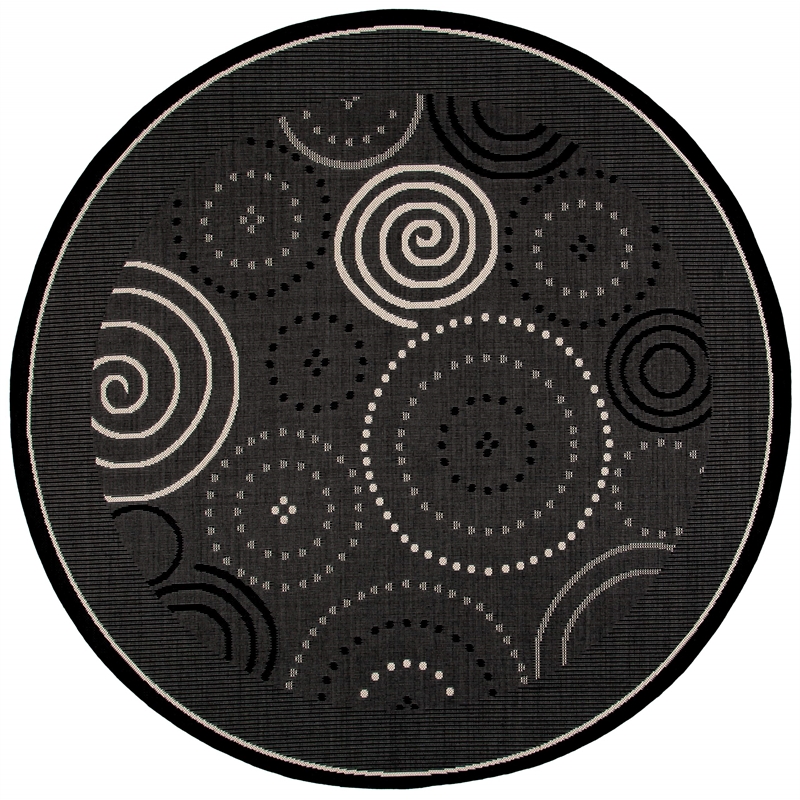 Safavieh Courtyard Black Indoor Outdoor Rug - Round 7'10