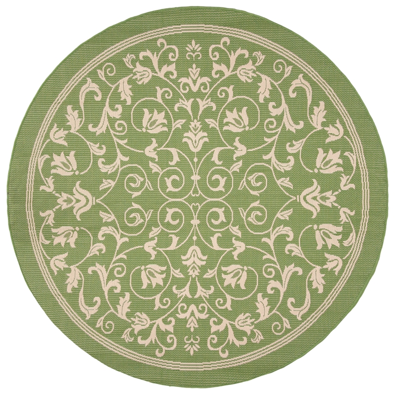 Safavieh Courtyard Olive Indoor Outdoor Rug - Round 7'10