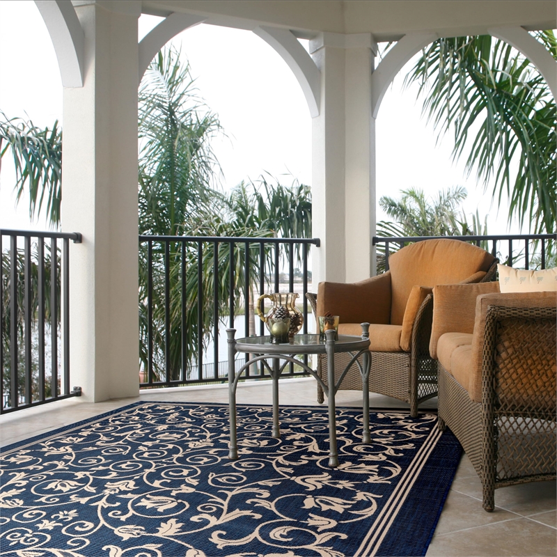 Safavieh Courtyard Navy Indoor Outdoor Rug - 6'7