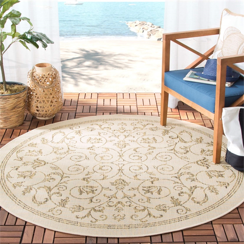 Safavieh Courtyard Natural Indoor Outdoor Rug - Round 7'10