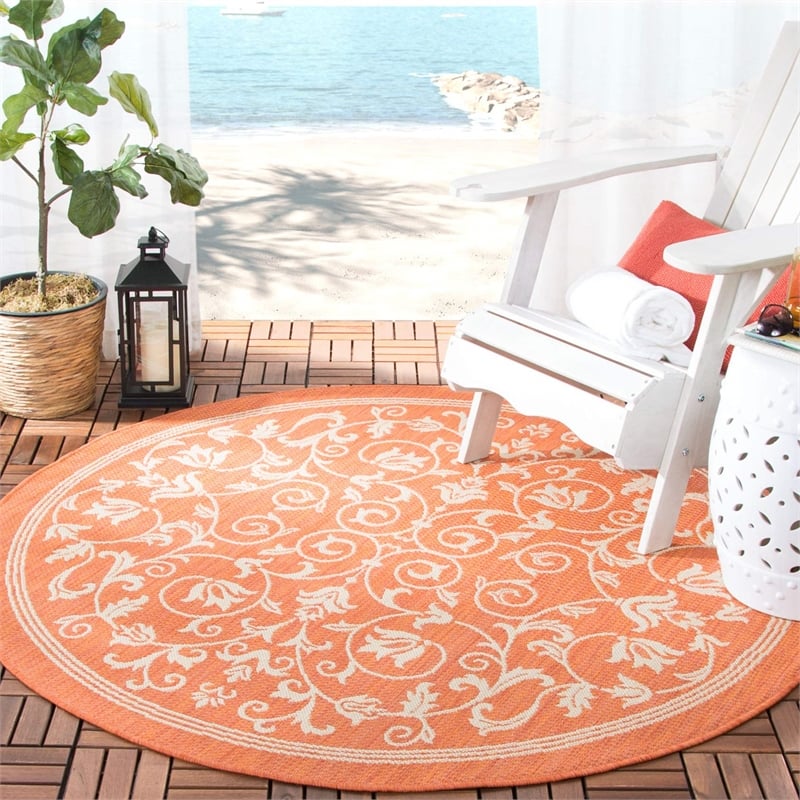 Safavieh Courtyard Terracotta Indoor Outdoor Rug - Round 7'10