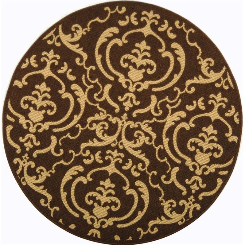 Safavieh Courtyard Chocolate Indoor Outdoor Rug - Round 7'10