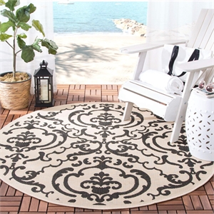 Safavieh Courtyard Sand Indoor Outdoor Rug - Round 7'10&quot