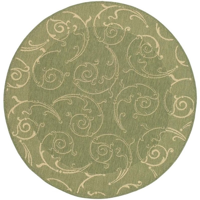 Safavieh Courtyard Olive Indoor Outdoor Rug - Round 7'10