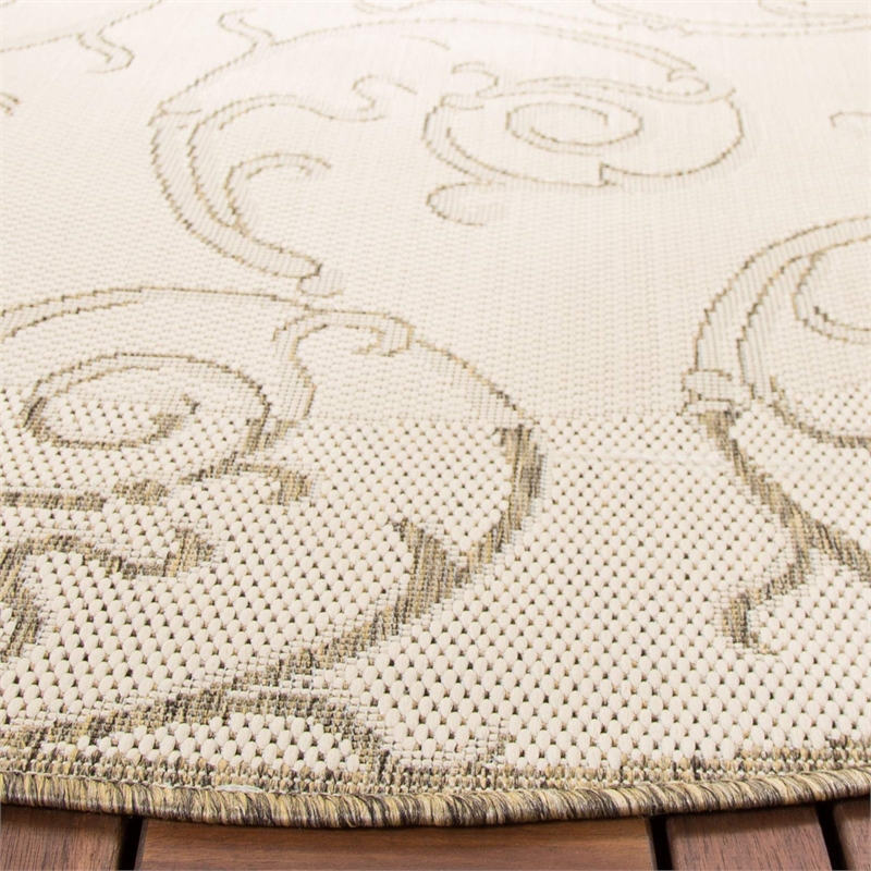 Safavieh Courtyard Natural Indoor Outdoor Rug - Round 7'10