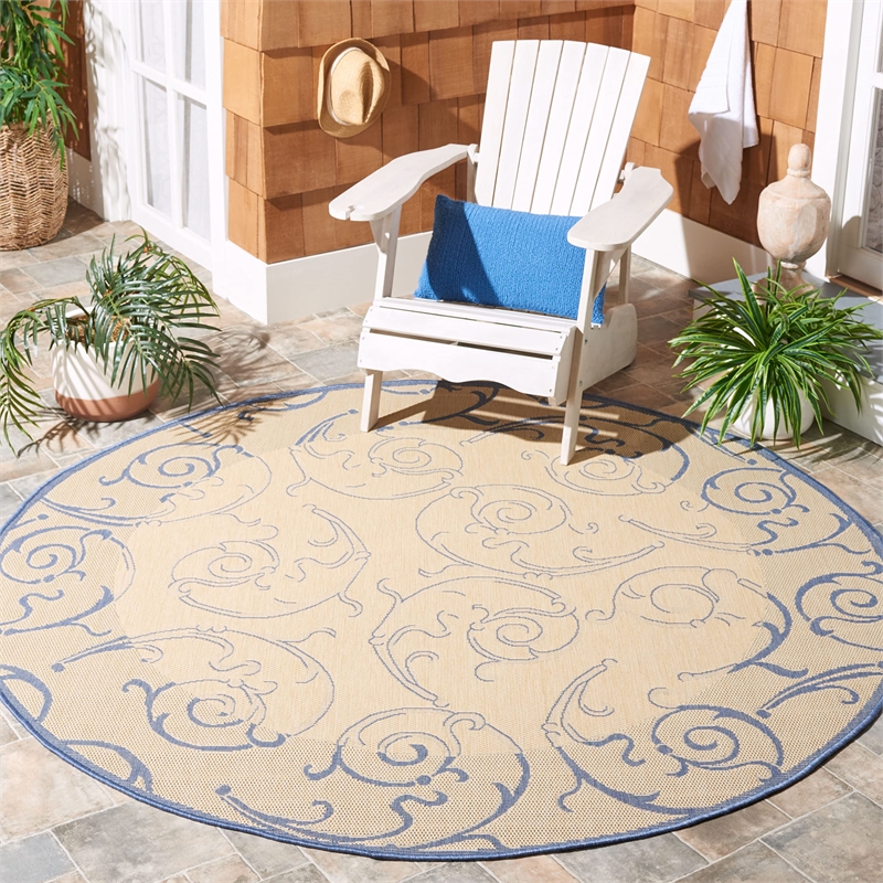 Safavieh Courtyard Natural Indoor Outdoor Rug - Round 7'10