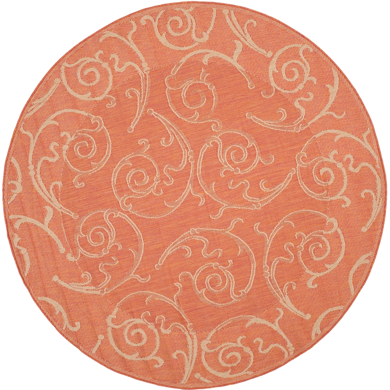 Safavieh Courtyard Terracotta Indoor Outdoor Rug - Round 7'10