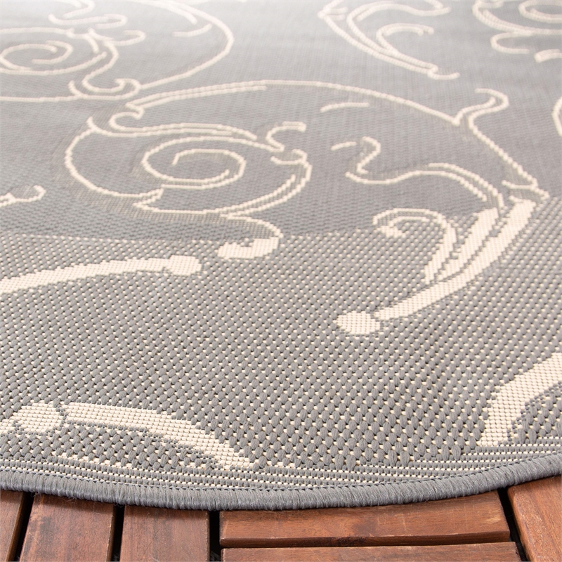 Safavieh Courtyard Grey Indoor Outdoor Rug - Round 7'10