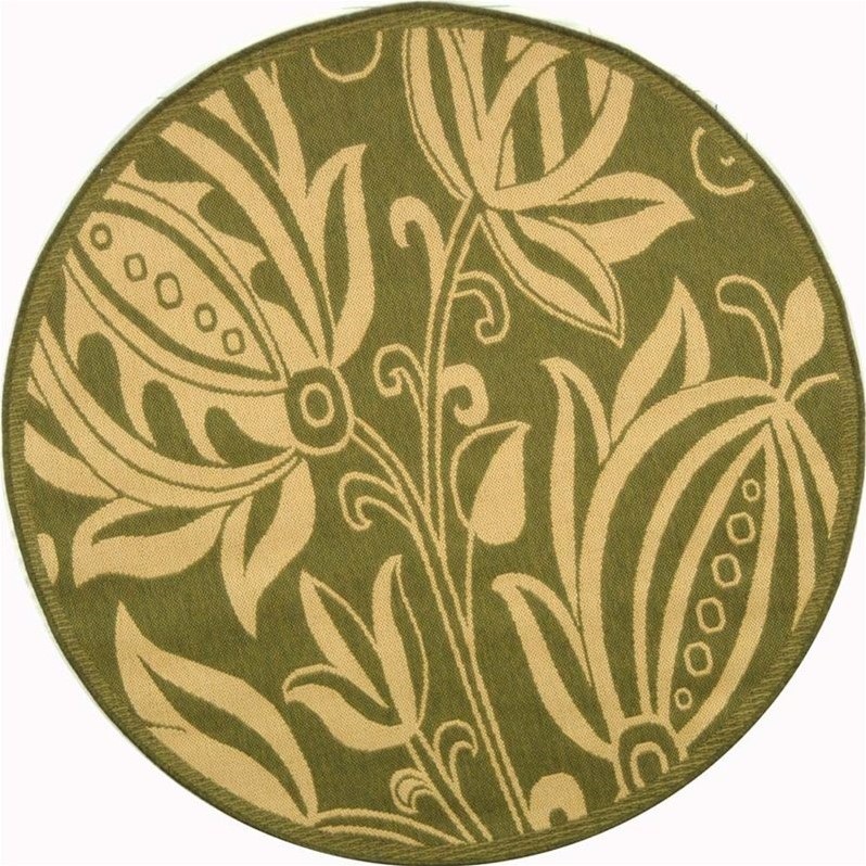 Safavieh Courtyard Olive Indoor Outdoor Rug - Round 7'10