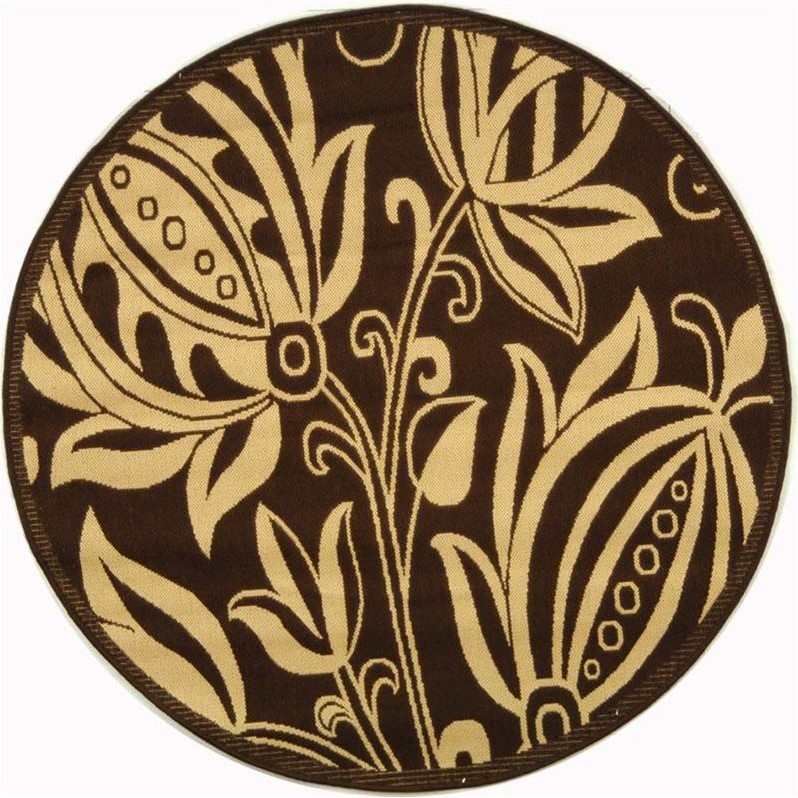 Safavieh Courtyard Chocolate Indoor Outdoor Rug - Round 7'10