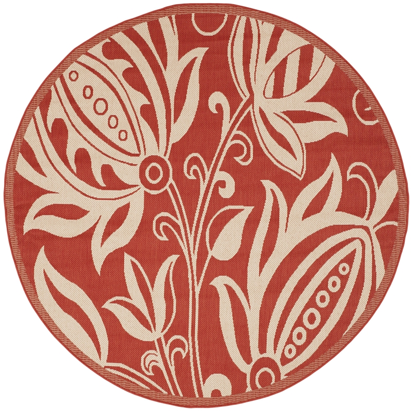 Safavieh Courtyard Red Indoor Outdoor Rug - Round 7'10