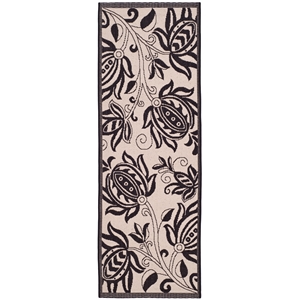 Safavieh Courtyard 2'-3&quot x 12'-0&quot Polyester Power Loomed Rug in Sand / Black