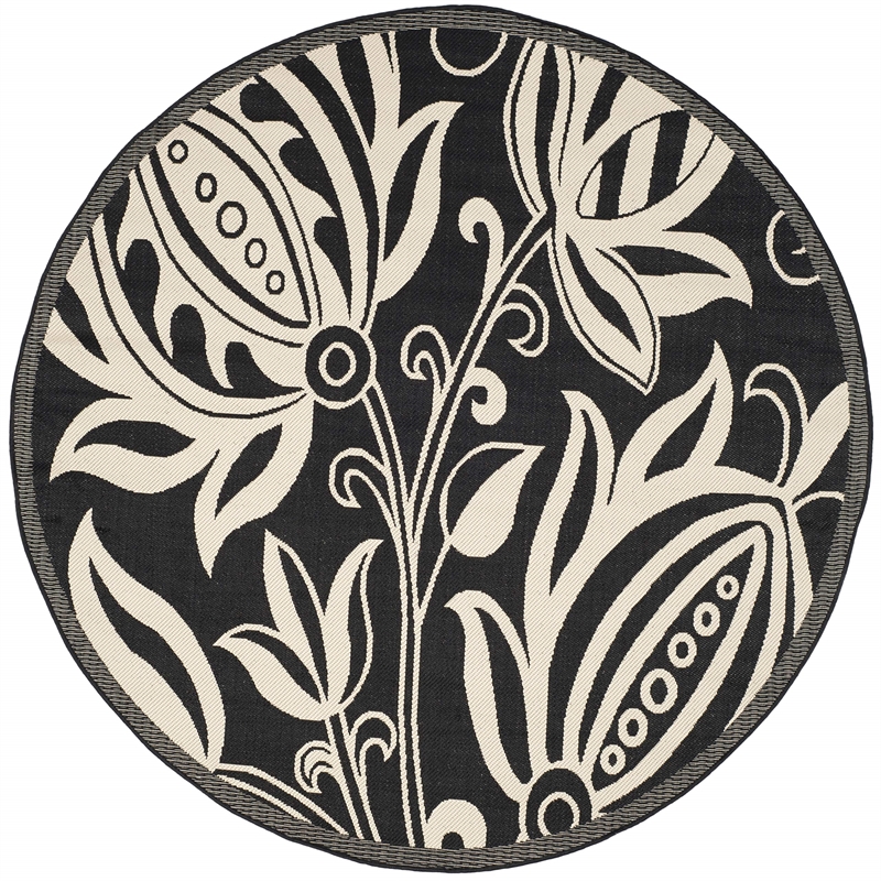Safavieh Courtyard Black Indoor Outdoor Rug - Round 7'10