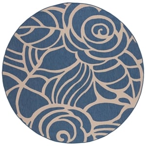 Safavieh Courtyard Blue Indoor Outdoor Rug - Round 7'10&quot
