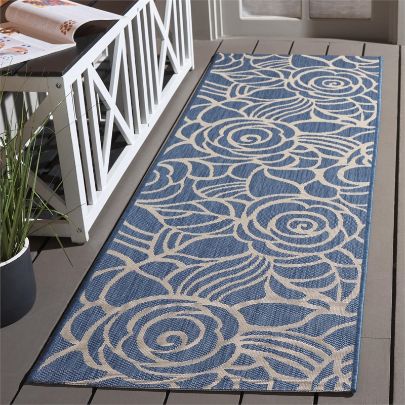Safavieh Courtyard Blue Indoor Outdoor Rug - Runner 2'4