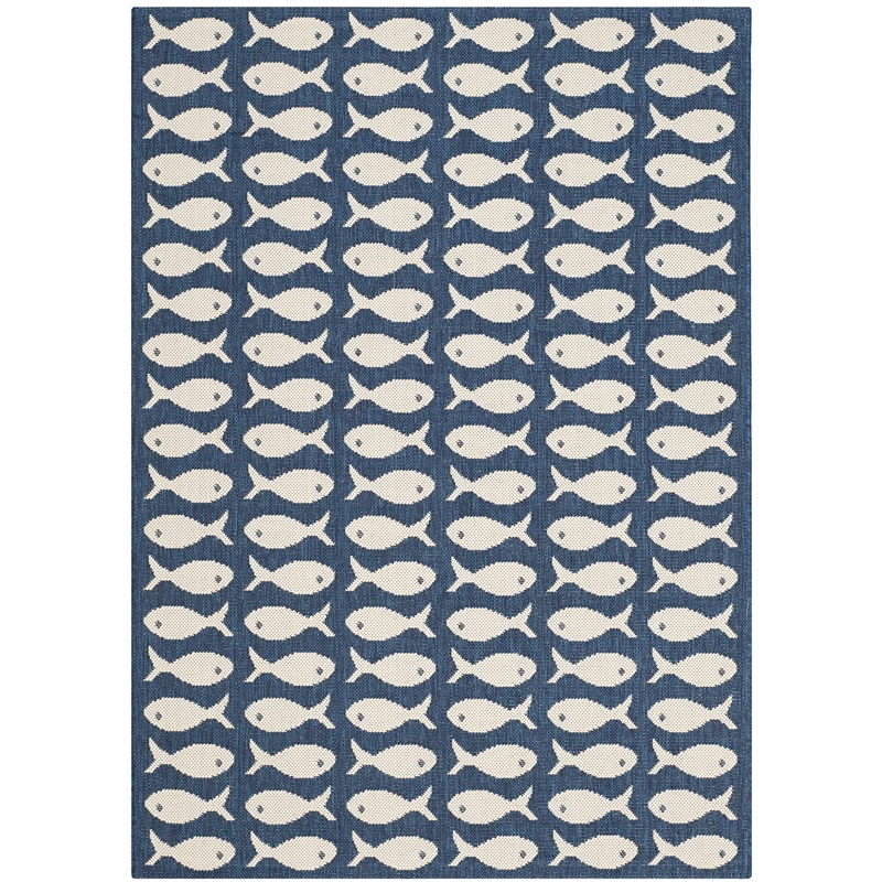 Safavieh Courtyard Navy Indoor Outdoor Rug - 4' x 5'7