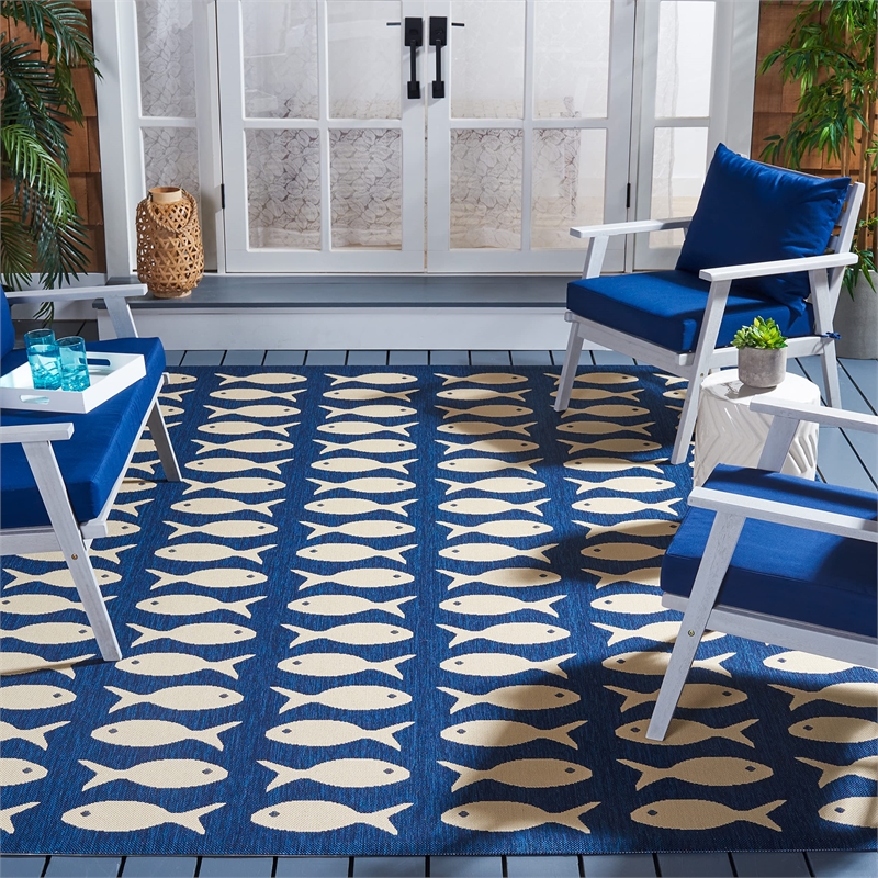 Safavieh Courtyard Navy Indoor Outdoor Rug - 8' x 11'