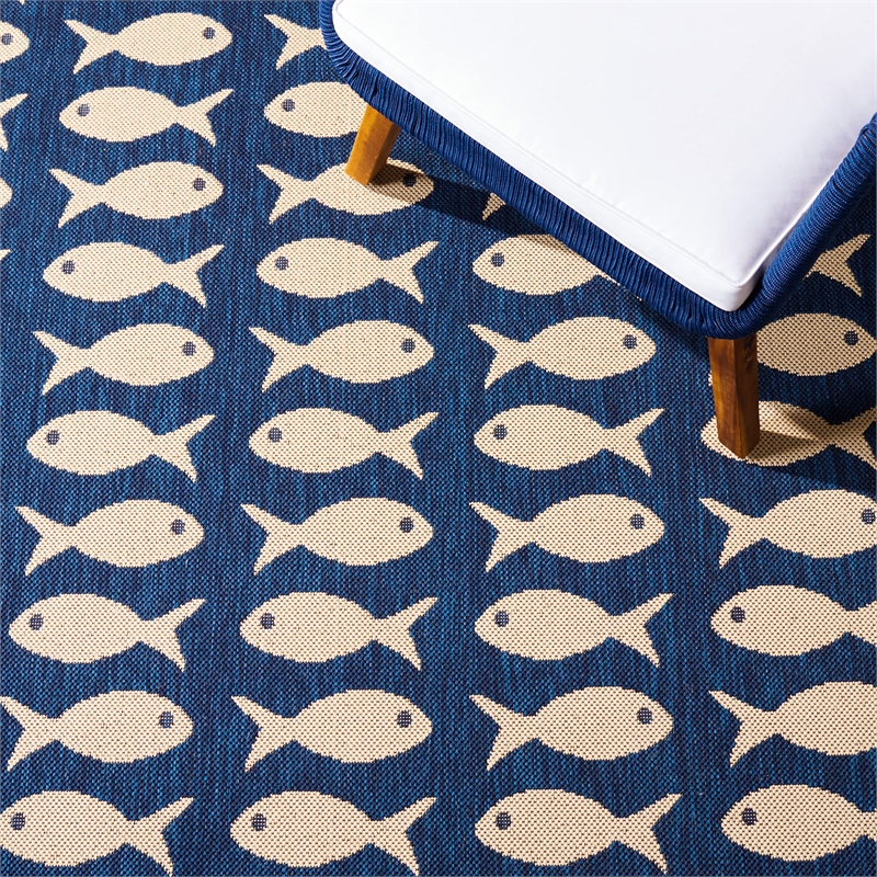 Safavieh Courtyard Navy Indoor Outdoor Rug - 8' x 11'