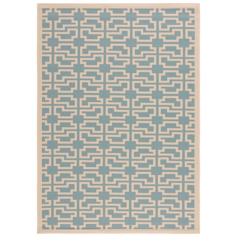 Safavieh Courtyard Aqua Indoor Outdoor Rug - 4' x 5'7