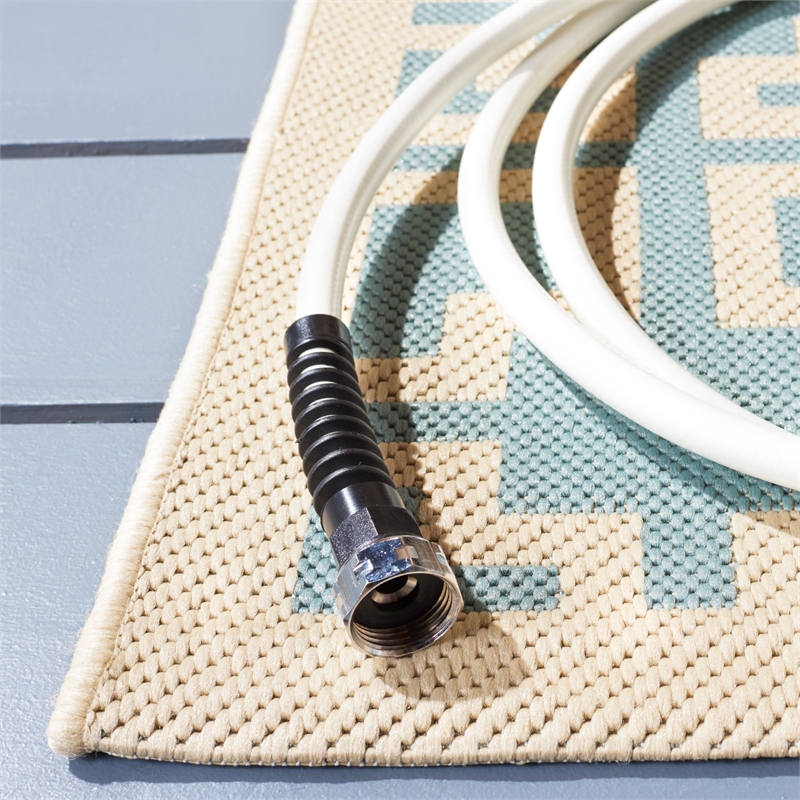 Safavieh Courtyard Aqua Indoor Outdoor Rug - 4' x 5'7