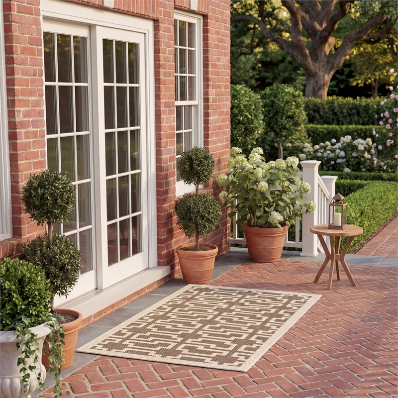 Safavieh Courtyard Mocha Indoor Outdoor Rug - 2' x 3'7