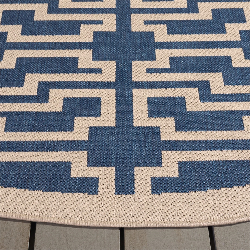 Safavieh Courtyard Blue Indoor Outdoor Rug - Round 7'10