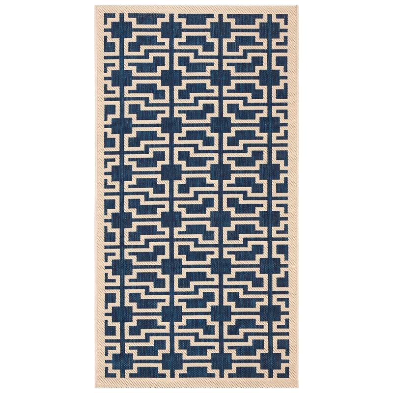 Safavieh Courtyard Navy Indoor Outdoor Rug - 4' x 5'7