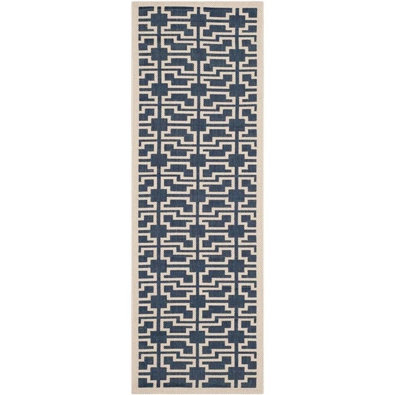 Safavieh Courtyard Navy Indoor Outdoor Rug - Runner 2'3
