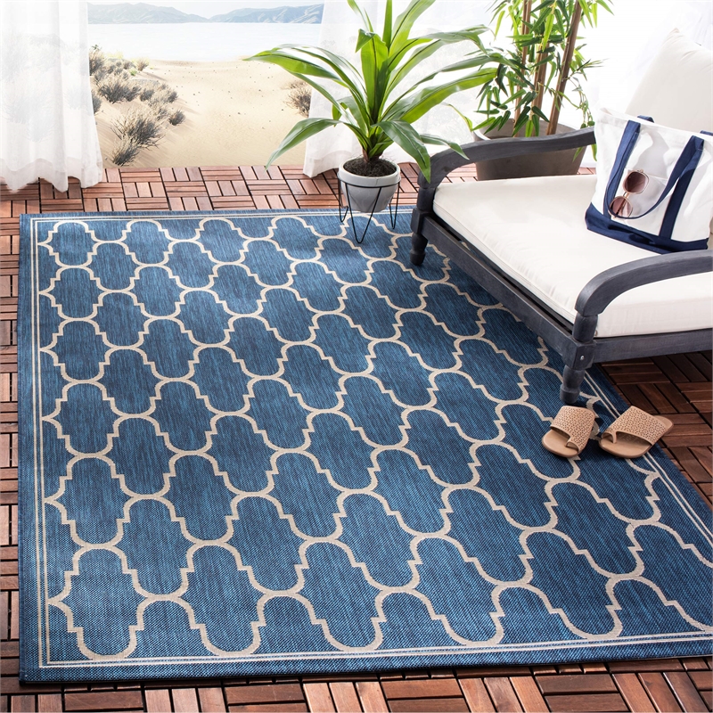 Safavieh Courtyard Navy Indoor Outdoor Rug - 9' x 12'6