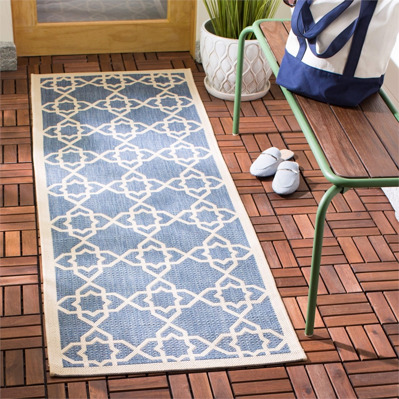 Safavieh Courtyard Blue Indoor Outdoor Rug - Runner 2'3