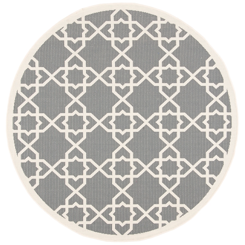 Safavieh Courtyard Grey Indoor Outdoor Rug - Round 7'10