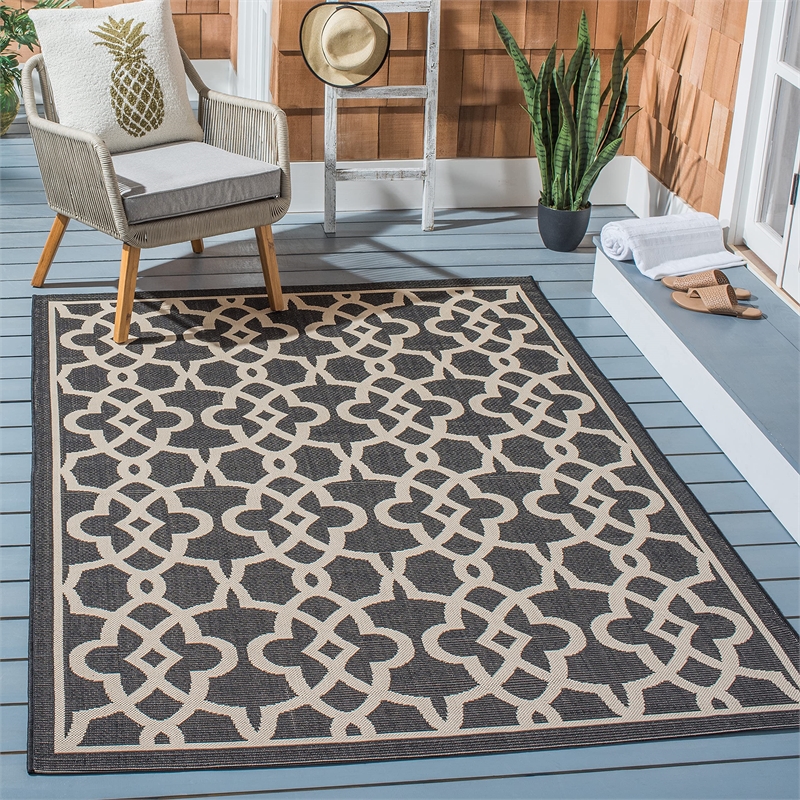 Safavieh Courtyard Black Indoor Outdoor Rug - 2'7