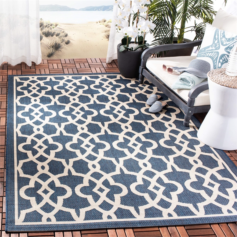 Safavieh Courtyard Navy Indoor Outdoor Rug - 8' x 11'