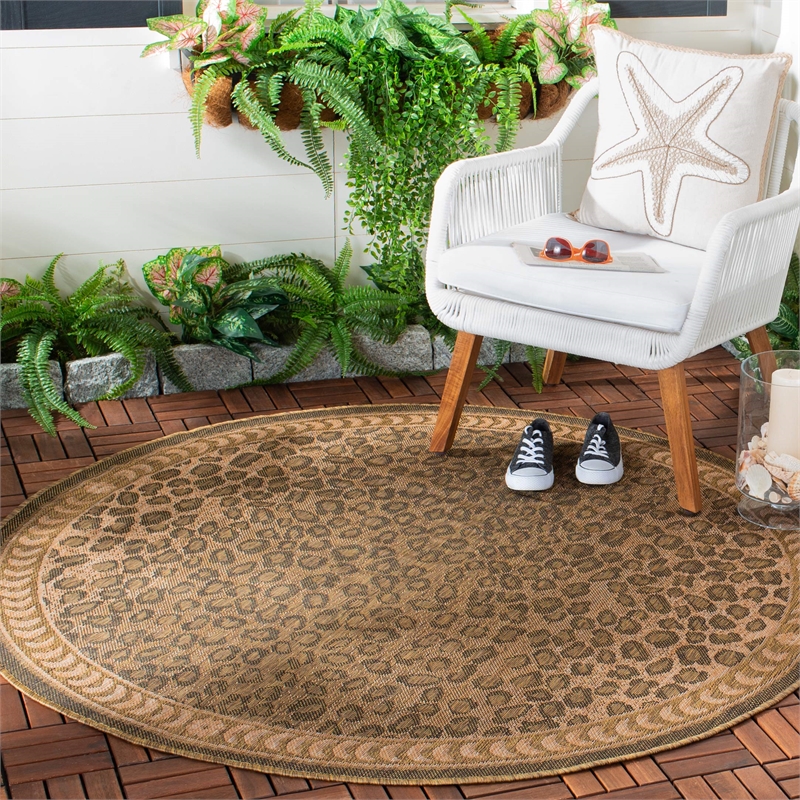 Safavieh Courtyard Natural Indoor Outdoor Rug - Round 7'10