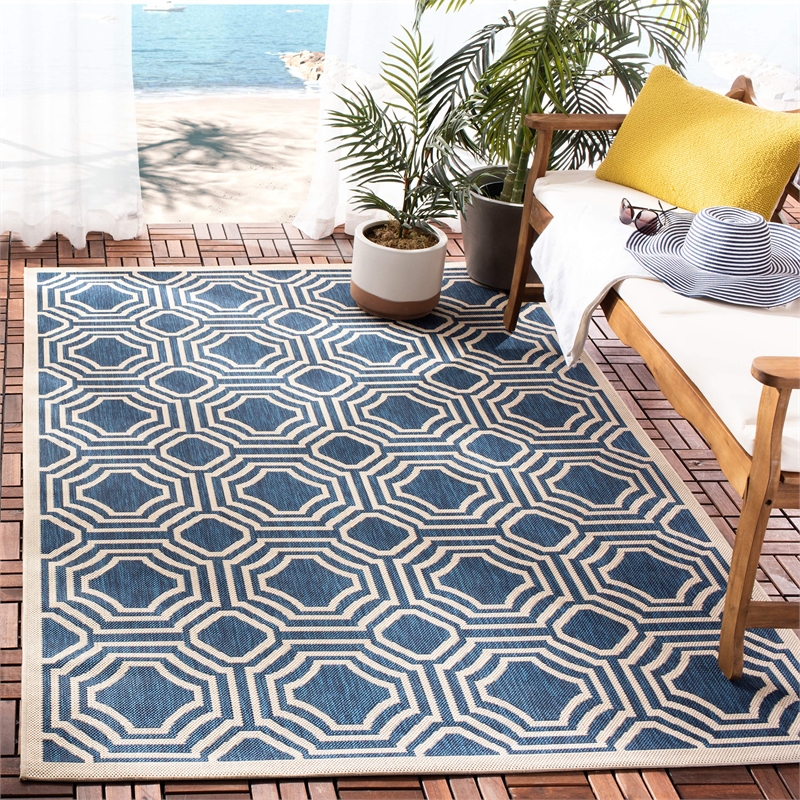 Safavieh Courtyard Navy Indoor Outdoor Rug - 9' x 12'