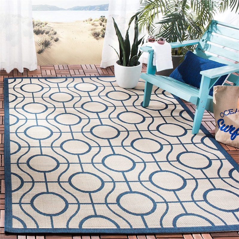 Safavieh Courtyard Beige Indoor Outdoor Rug - 8' x 11'