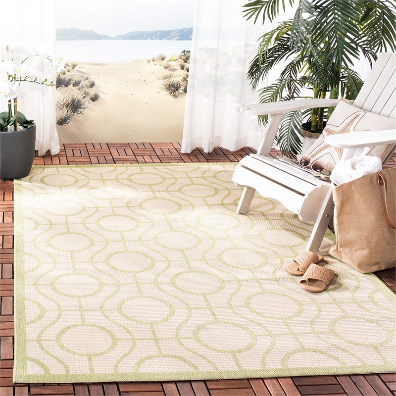Safavieh Courtyard Beige Indoor Outdoor Rug - 8' x 11'