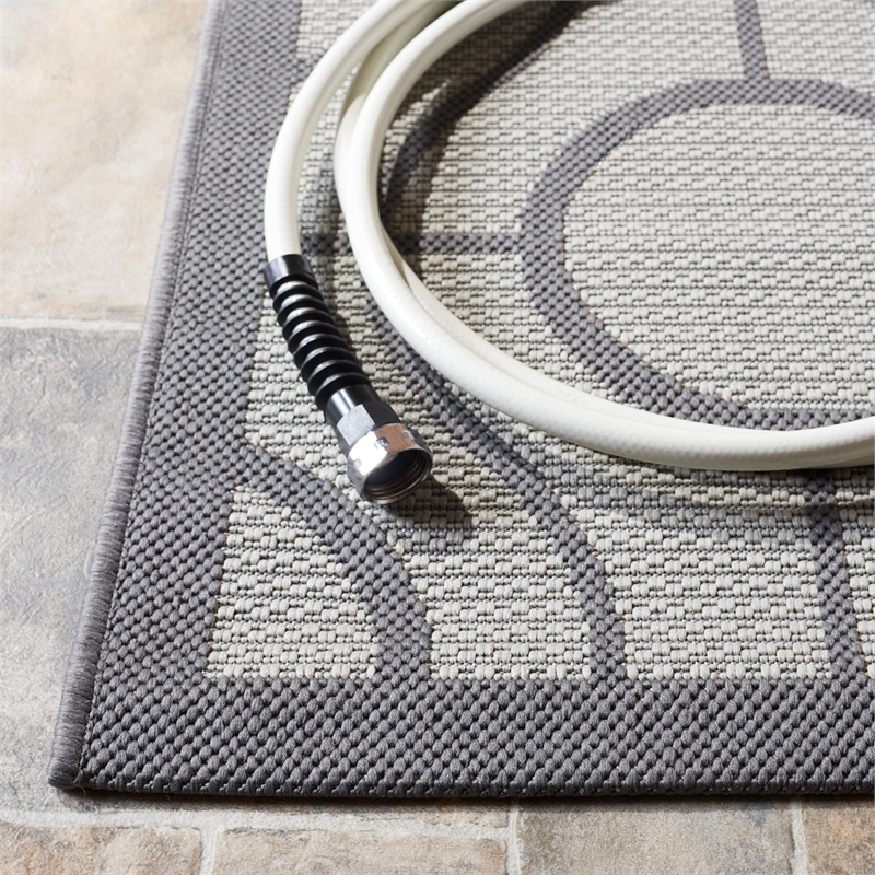 Safavieh Courtyard Light Grey Indoor Outdoor Rug - Runner 2'3