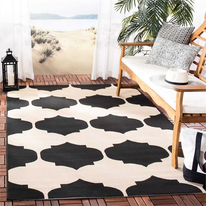 Safavieh Courtyard Beige Indoor Outdoor Rug - 8' x 11'