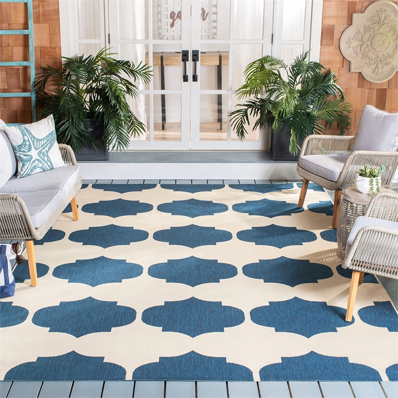 Safavieh Courtyard Beige Indoor Outdoor Rug - 9' x 12'